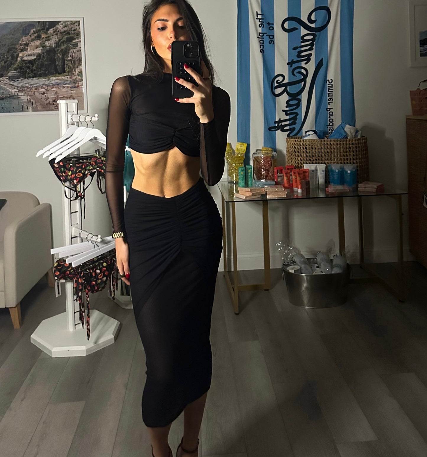 Black Sheer Long Skirt
