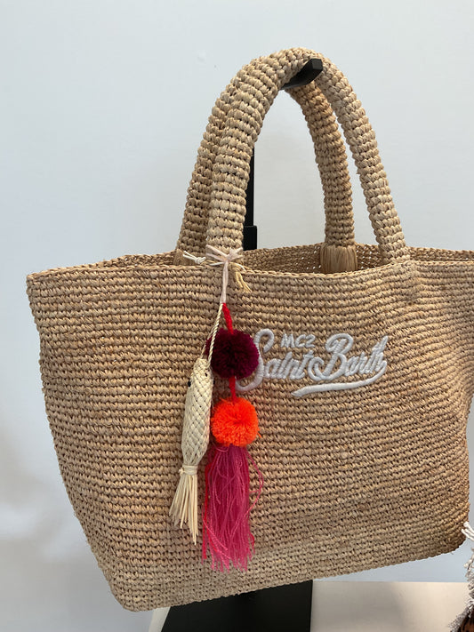 Raffia Beach Bag with Cotton Pouch