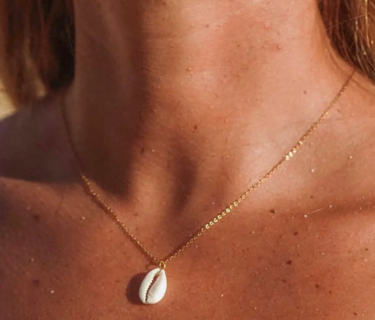 Natural Cowrie Gold necklace