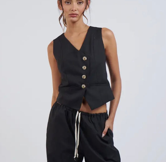 Black button vest