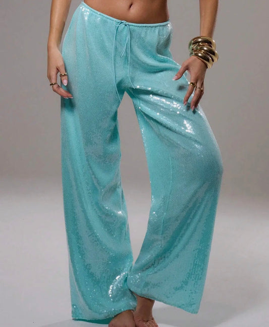 blue sequin pants