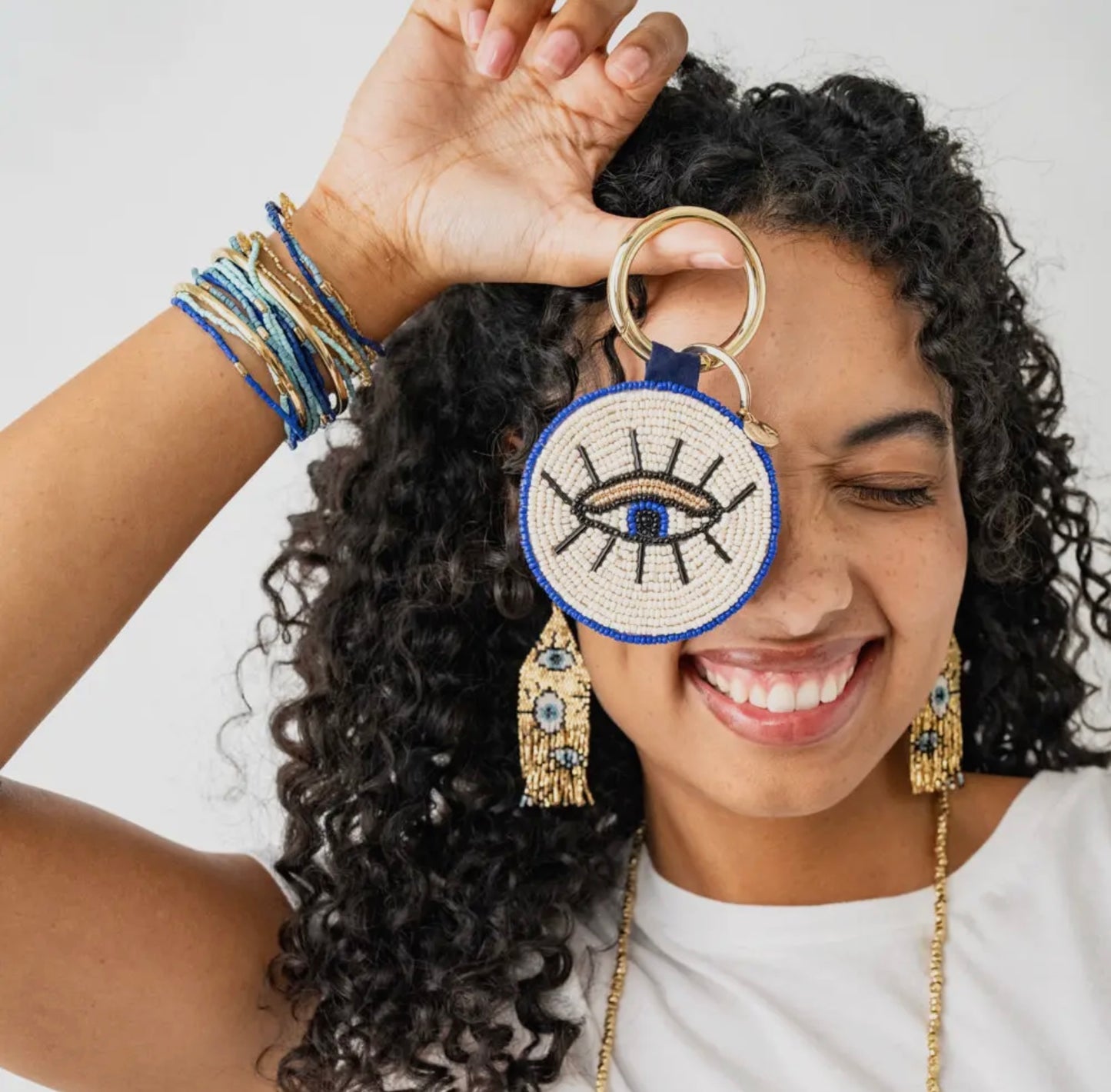 Evil eye bag charm x key chain