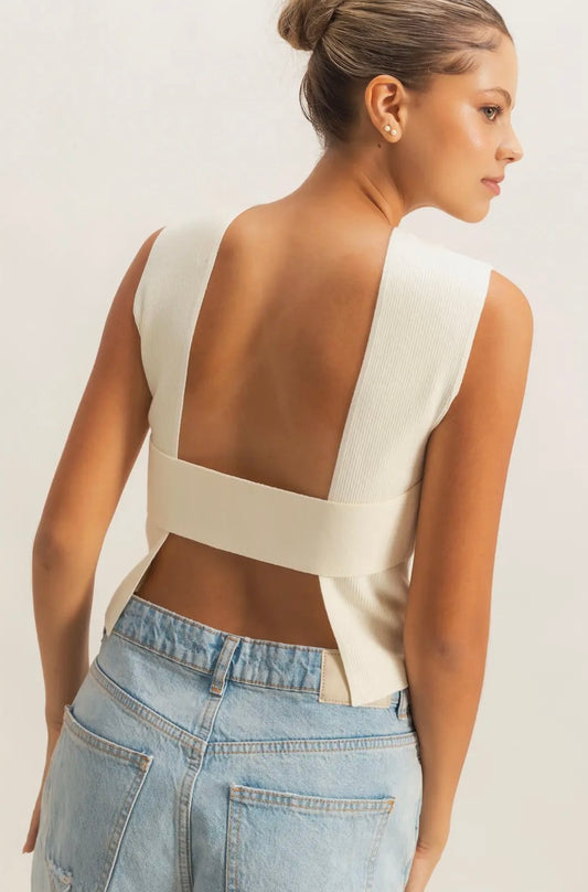 ribbed open back top