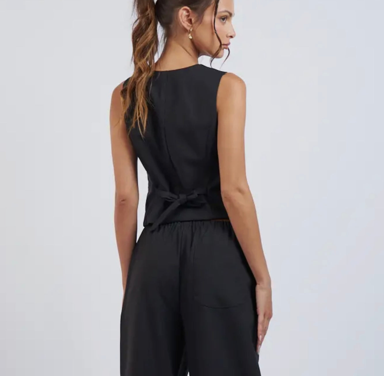 Black button vest
