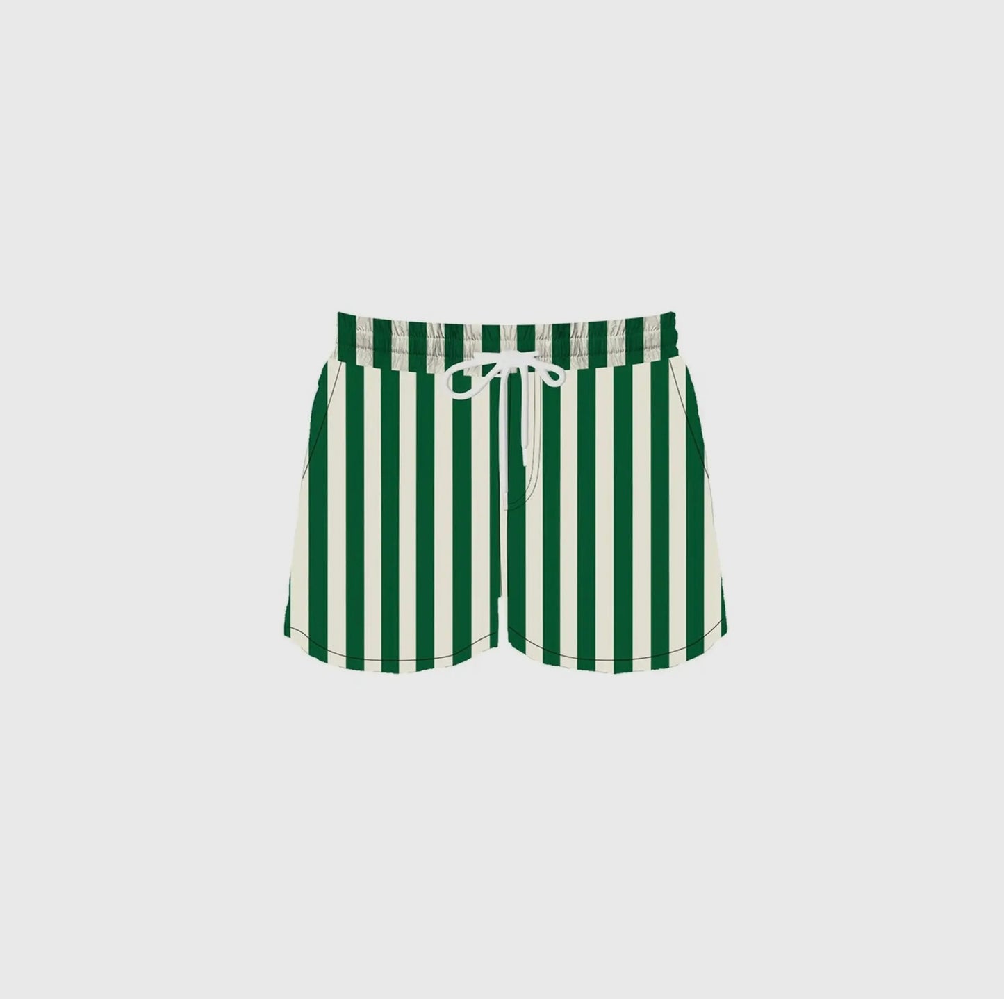 Green Stripe Swim Trunks