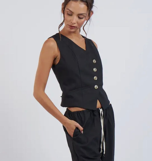 Black button vest
