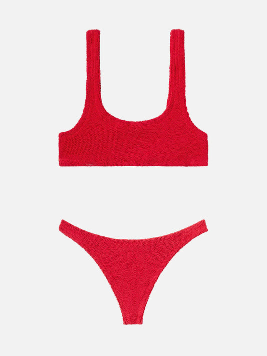 Red Crinkle Bikini